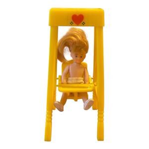 Rare Vintage Meritus Mini Baby Doll Furniture 1980’s Playground Swing And Doll